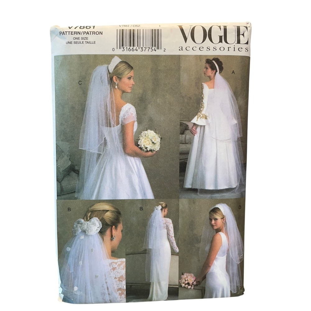 Vogue V7861 Bridal Veils One Size Wedding Accessories Pattern